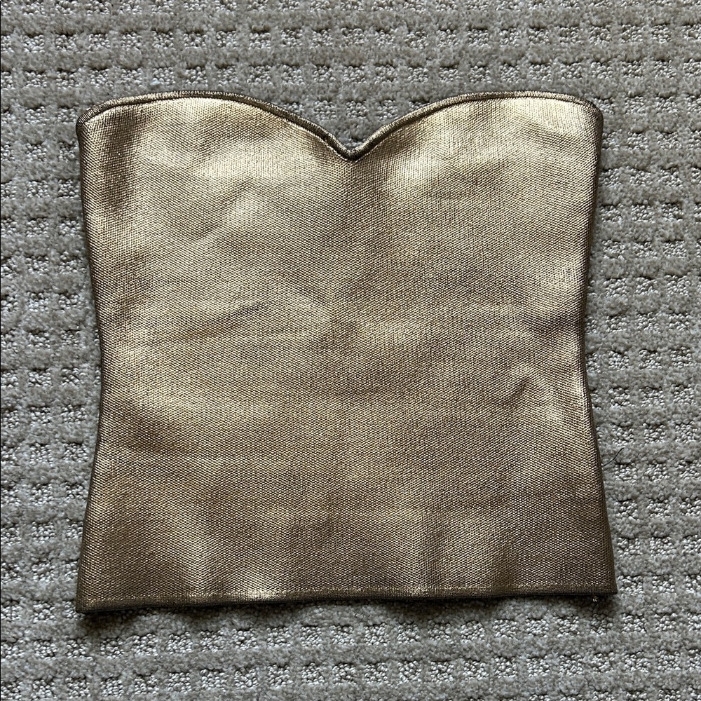 Zara gold metallic strapless corset or bustier top